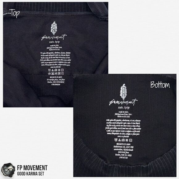 FP MOVEMENT GOOD KARMA CROP TANK BRA + RUNNING SHORTS IN WASHED BLACK XS/S M/L - Picture 13 of 16